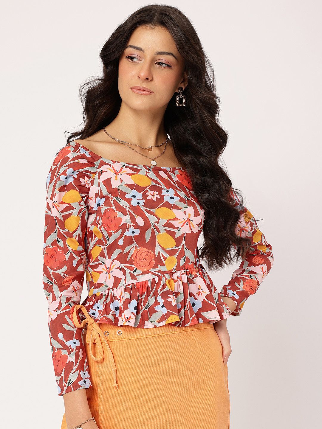 DressBerry Floral Frenzy Peplum Top