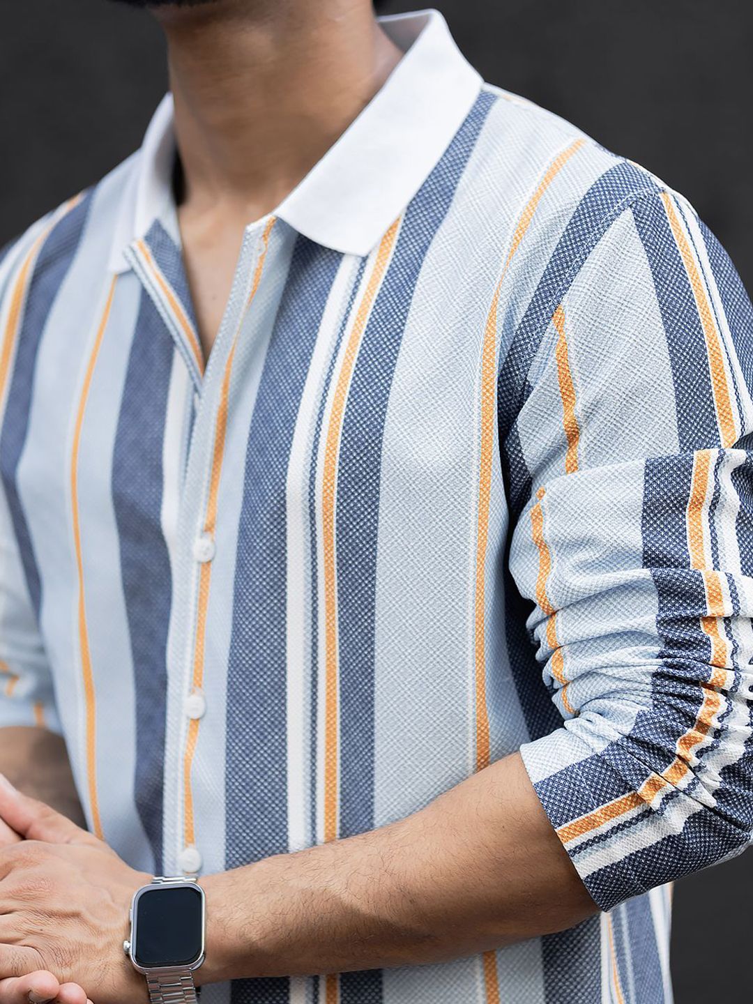 Powerlook Men Striped Polo Collar T-shirt