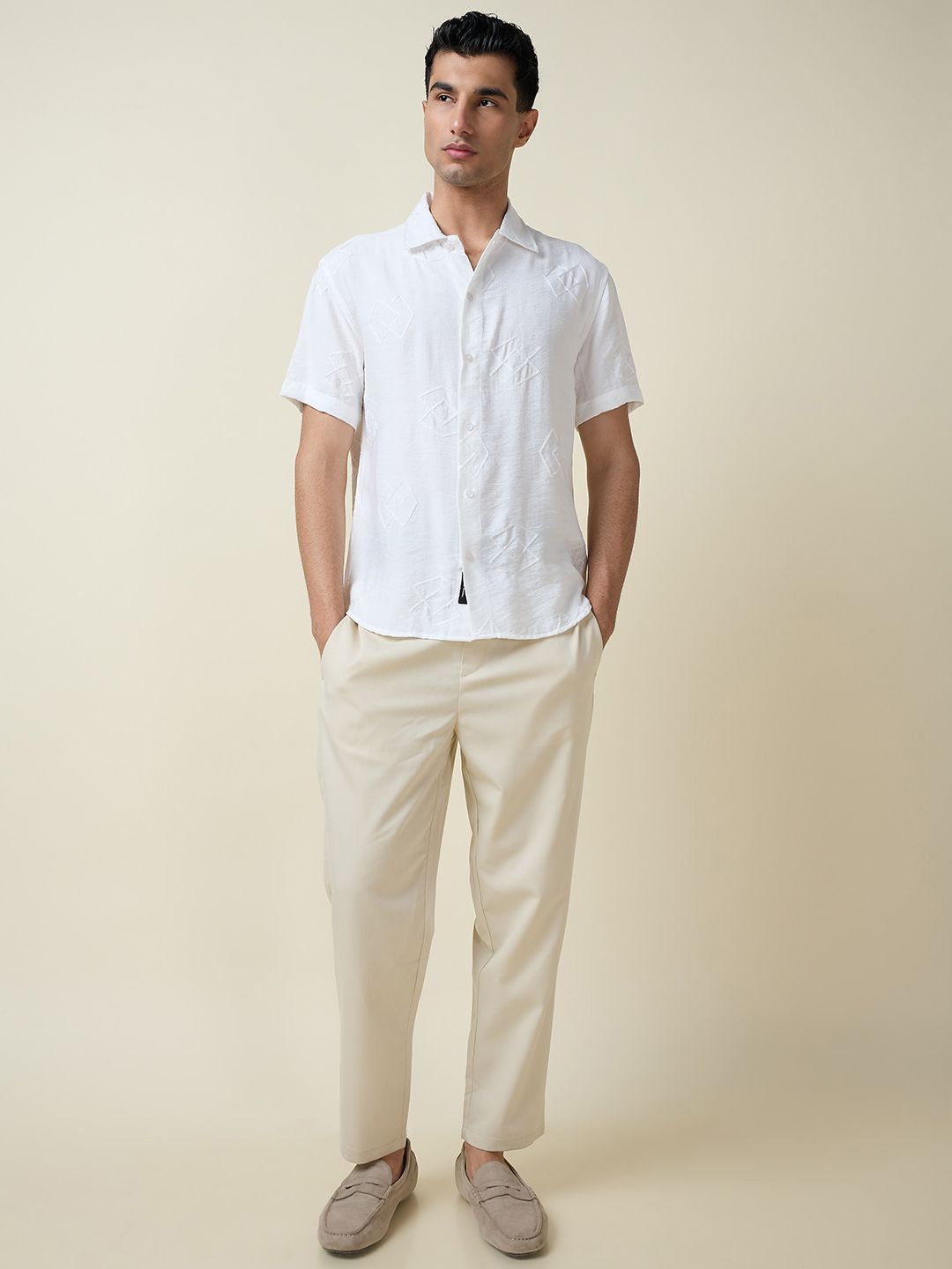 Thomas Scott Men Embroidered Regular Fit Casual Shirt