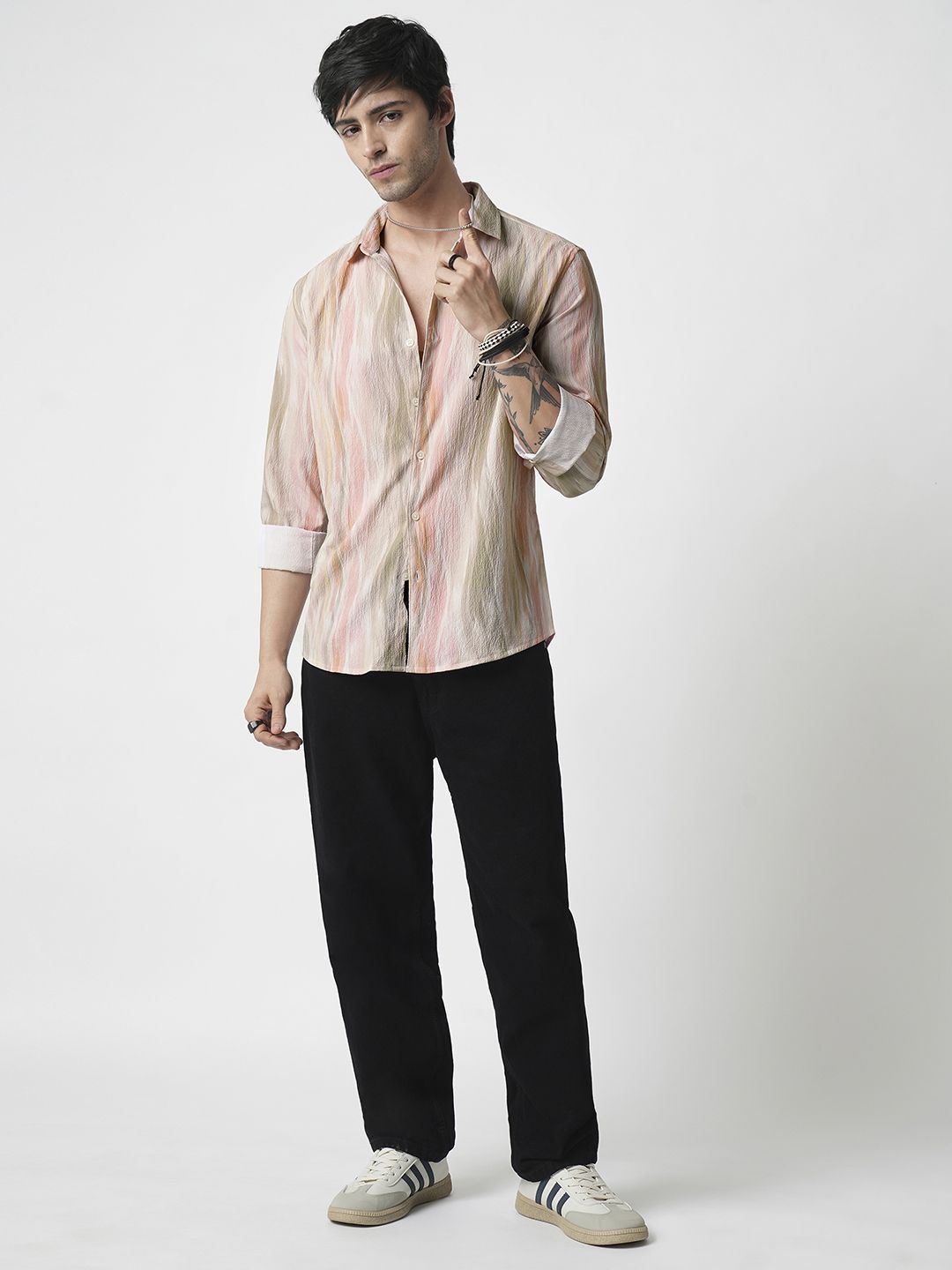 VASTRADO Men Classic Spread Collar Abstract Printed Slim Fit Casual Shirt