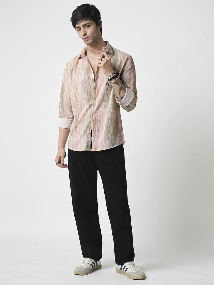 VASTRADO Men Classic Spread Collar Abstract Printed Slim Fit Casual Shirt