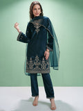 Vishudh Women Ethnic Motifs Yoke Design Regular Thread Work Kurta with Trousers & With Dupatta