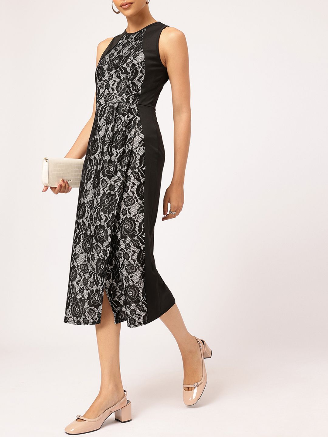 DressBerry Lace Sheath Midi Dress With Slit