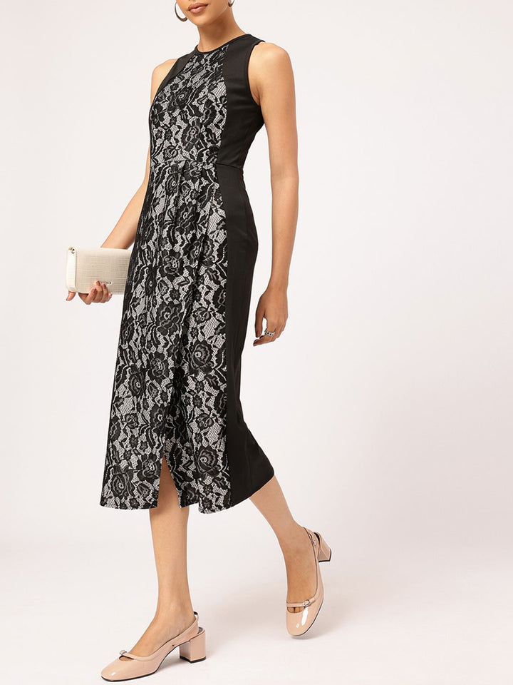 DressBerry Lace Sheath Midi Dress With Slit