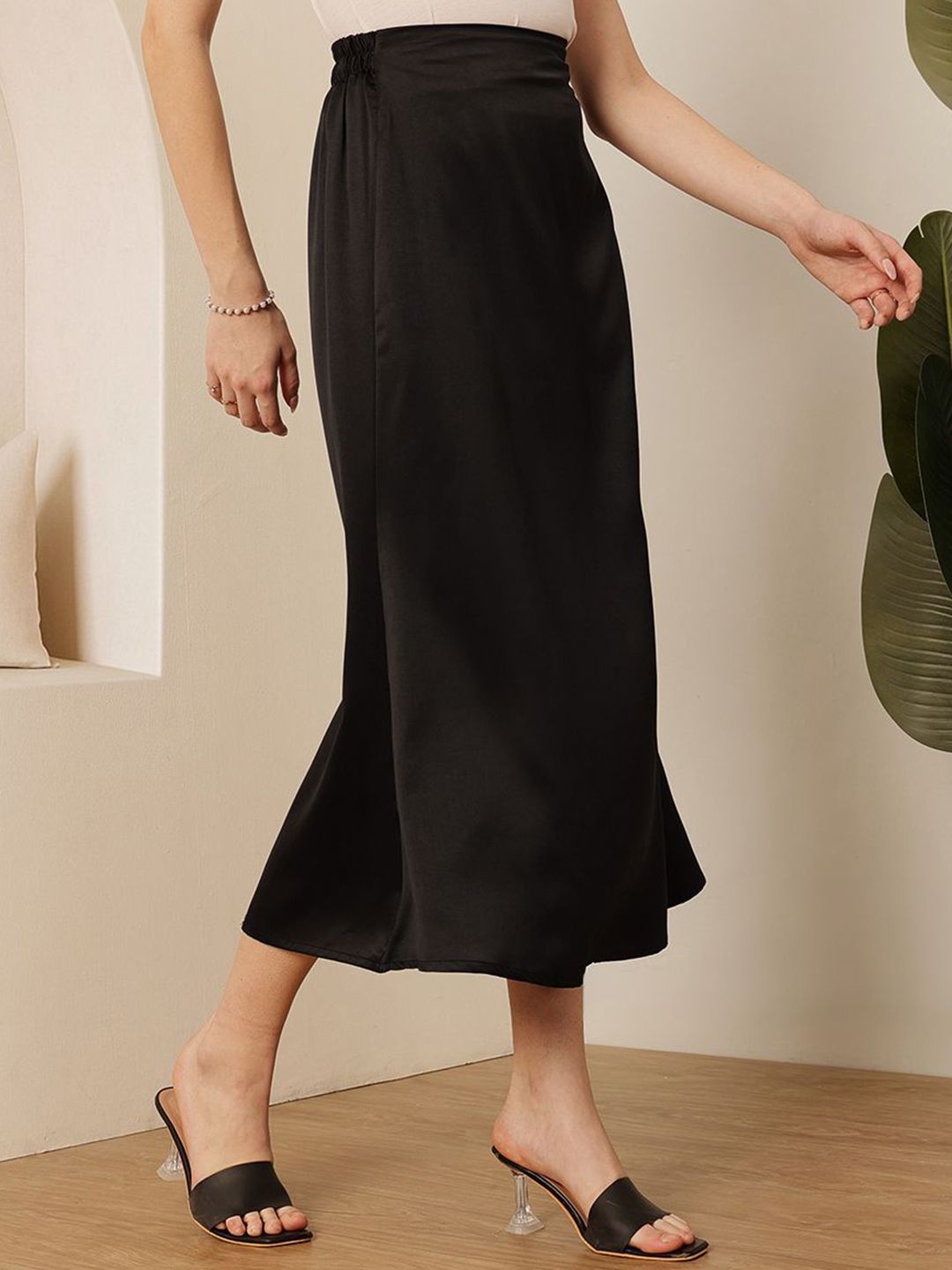 STREET 9 A-Line Midi Satin Skirt