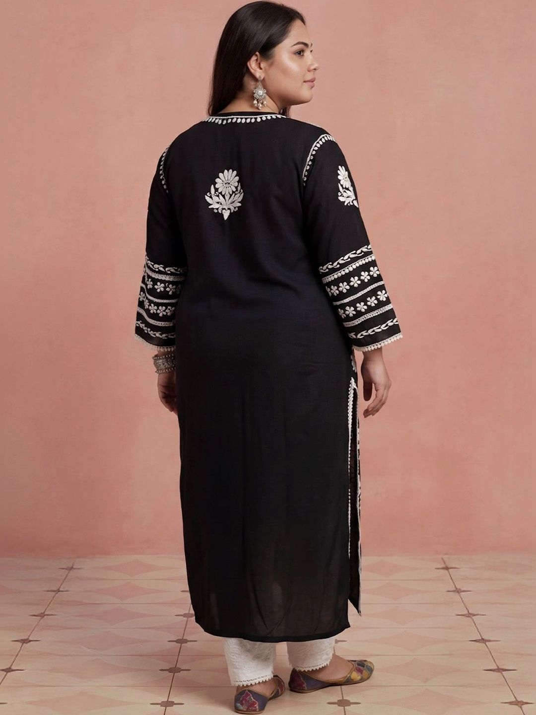 Rumah Wanita Chikankari Sulam Kurta Chikankari