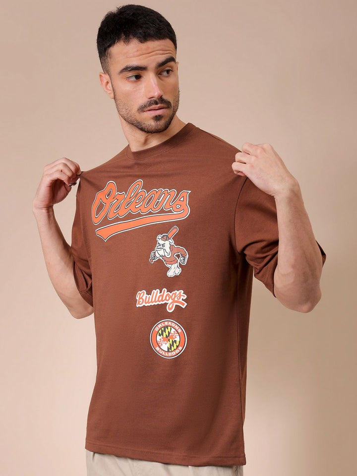 The Indian Garage Co Men Typography Printed Round Neck Cotton Oversized T-shirt