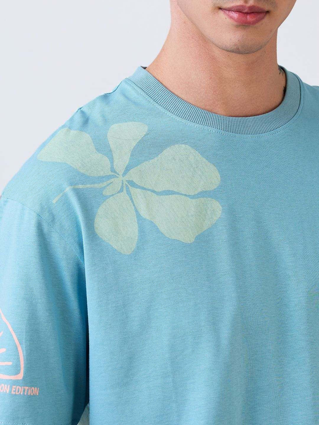 SPYKAR Men Floral Printed Round Neck Cotton Relaxed Fit T-shirt