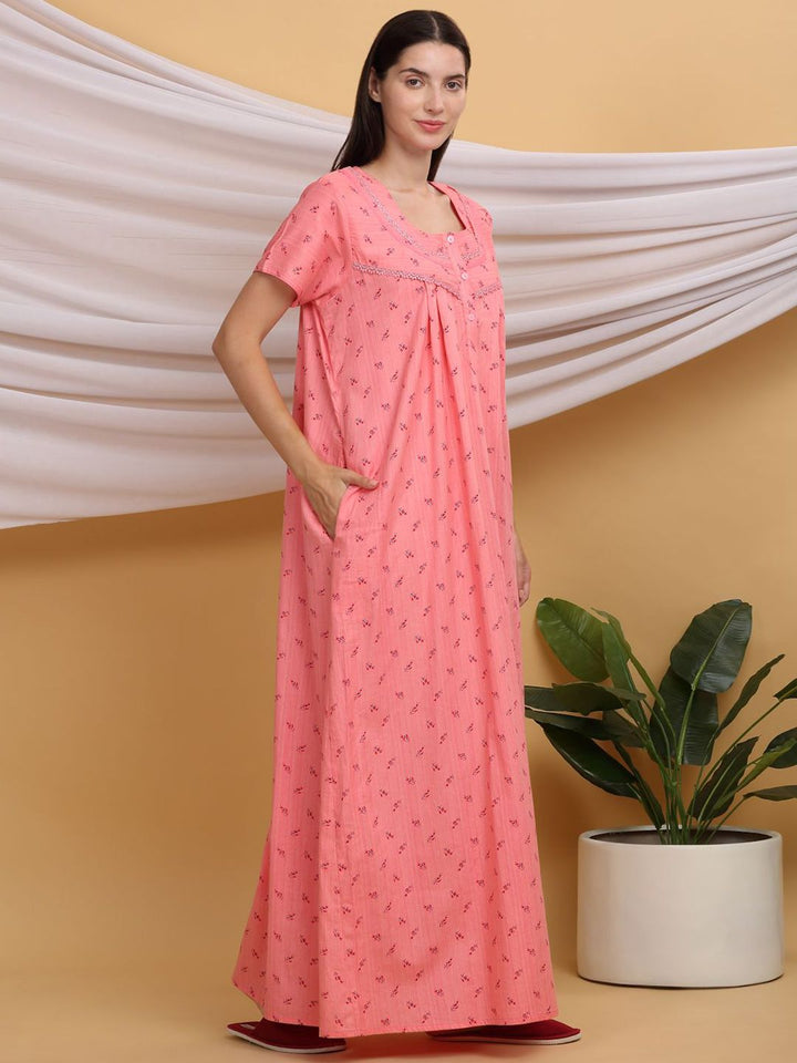 Sweet Dreams Printed Pure Cotton Maxi Nightdress