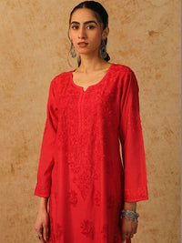 Rumah Wanita Chikankari Sulam Kurta Sutera Chanderi Chikankari