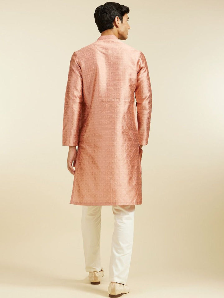Diwas oleh Manyavar Geometric Woven Design Thread Work Art Silk Kurta Lurus