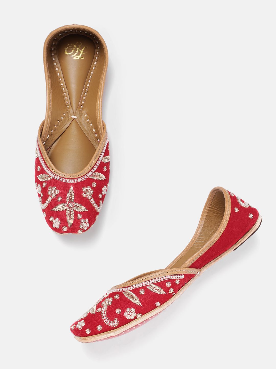 House of Pataudi Floral Embellished Mojaris