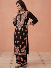 Rumah Chikankari Kurta Chikankari Biasa Wanita dengan Seluar