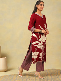 Kurta Kapas Tulen Bercetak Wanita Mamicha dengan Seluar