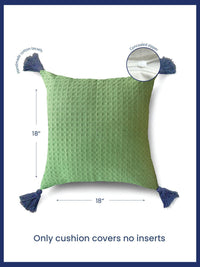 URBAN SPACE Green & Blue 2 Pieces Checked Pure Cotton Square Cushion Covers