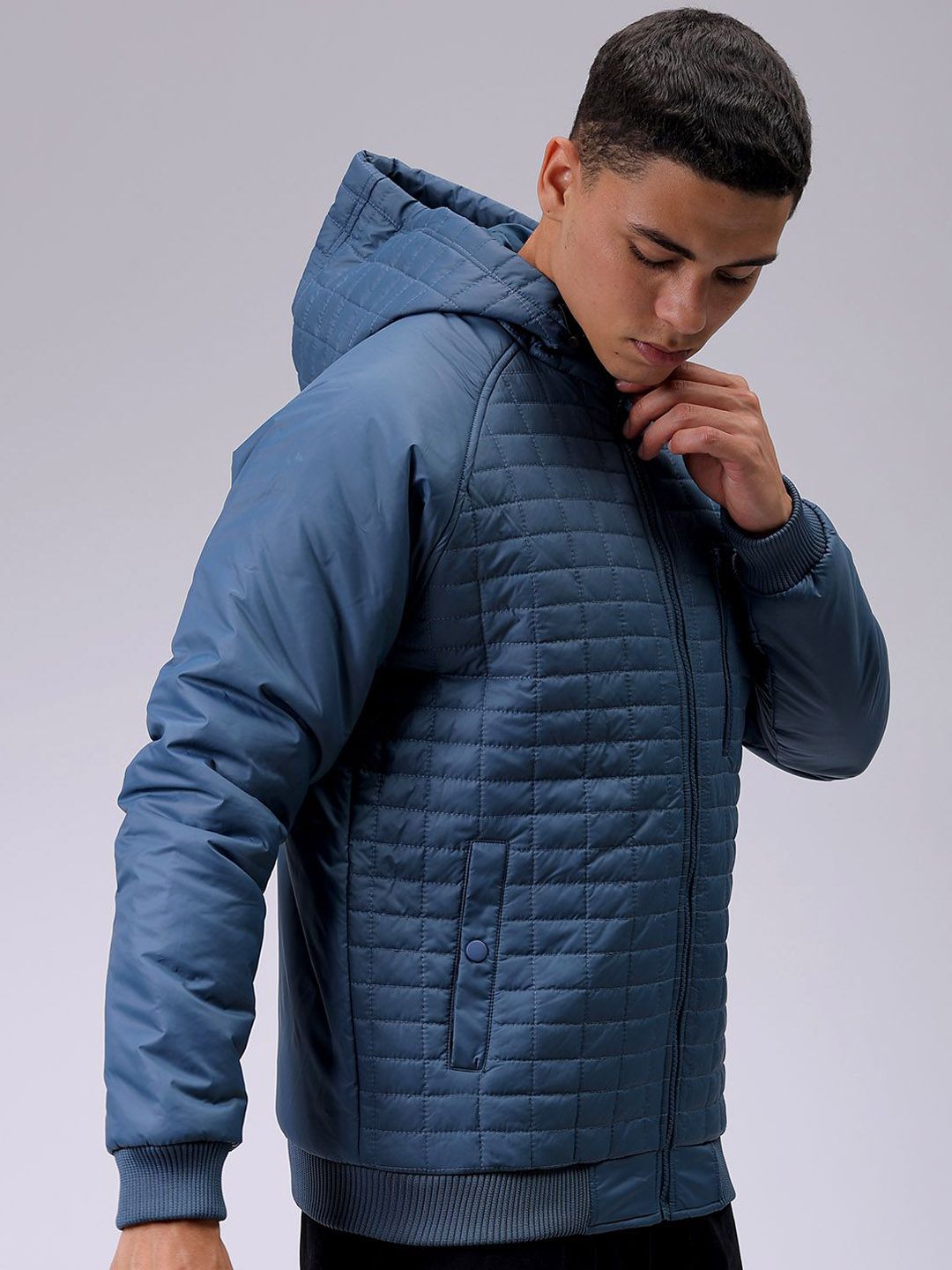 The Indian Garage Co Men Hooded Slim Fit Bomber Jacket