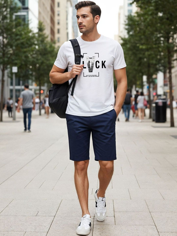 ADRO Typography Printed Short Sleeves Cotton Regular Fit T-shirt