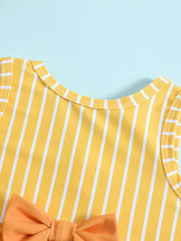 YK Girls Striped Round Neck Swim Bikini Set