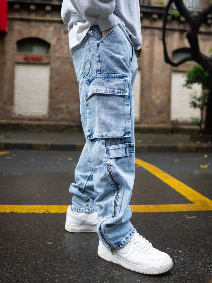 Powerlook Men Pure Cotton Loose Fit Cargos Trousers
