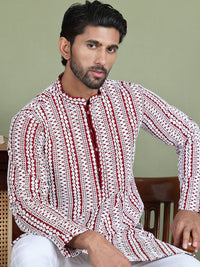 Jompers Geometric Printed Mandarin Collar Straight Kurta With Trouser