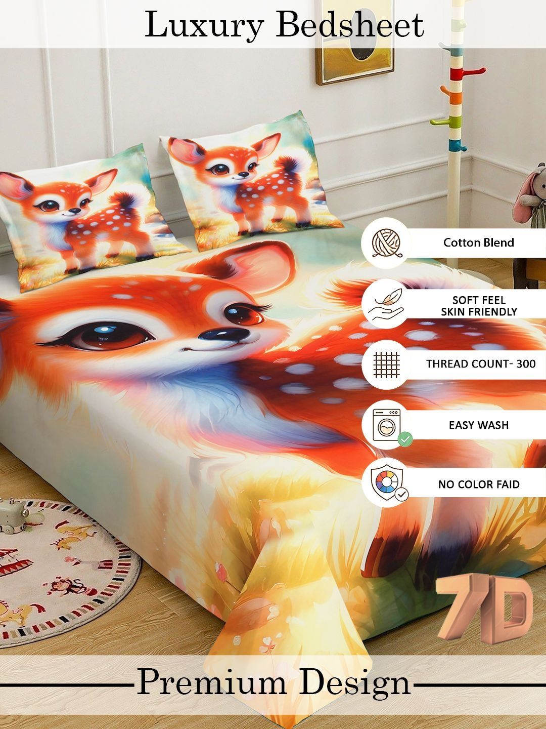 Myntra Elegant Homes Orange 300 TC King Bedsheet with 2 Pillow Covers