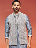 VASTRAMAY Men Embroidered Woven Nehru Jacket