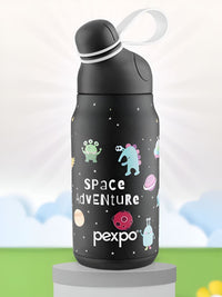 Pexpo Black Printed Single Stainless Steel Double Wall Vacuum Water Bottle 420ml