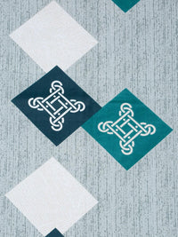 KLOTTHE Turquoise Blue Geometric 400 TC King Bedsheet with 2 Pillow Covers