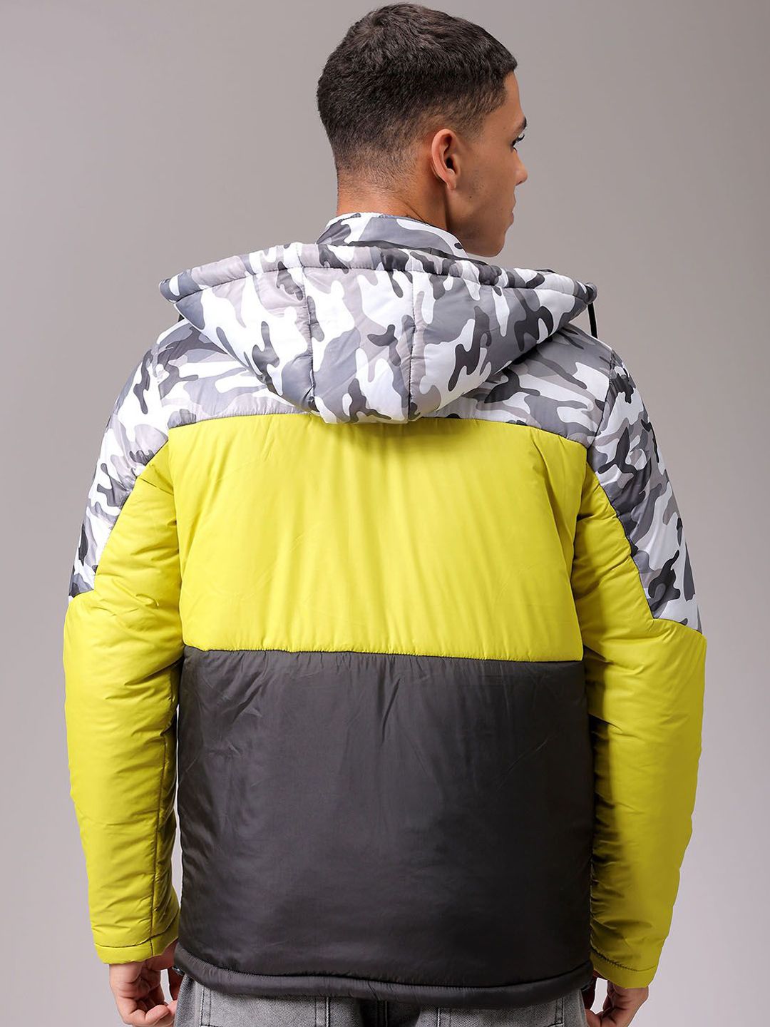 The Indian Garage Co Men Hooded Camouflage Printed Casual Padded Jacket
