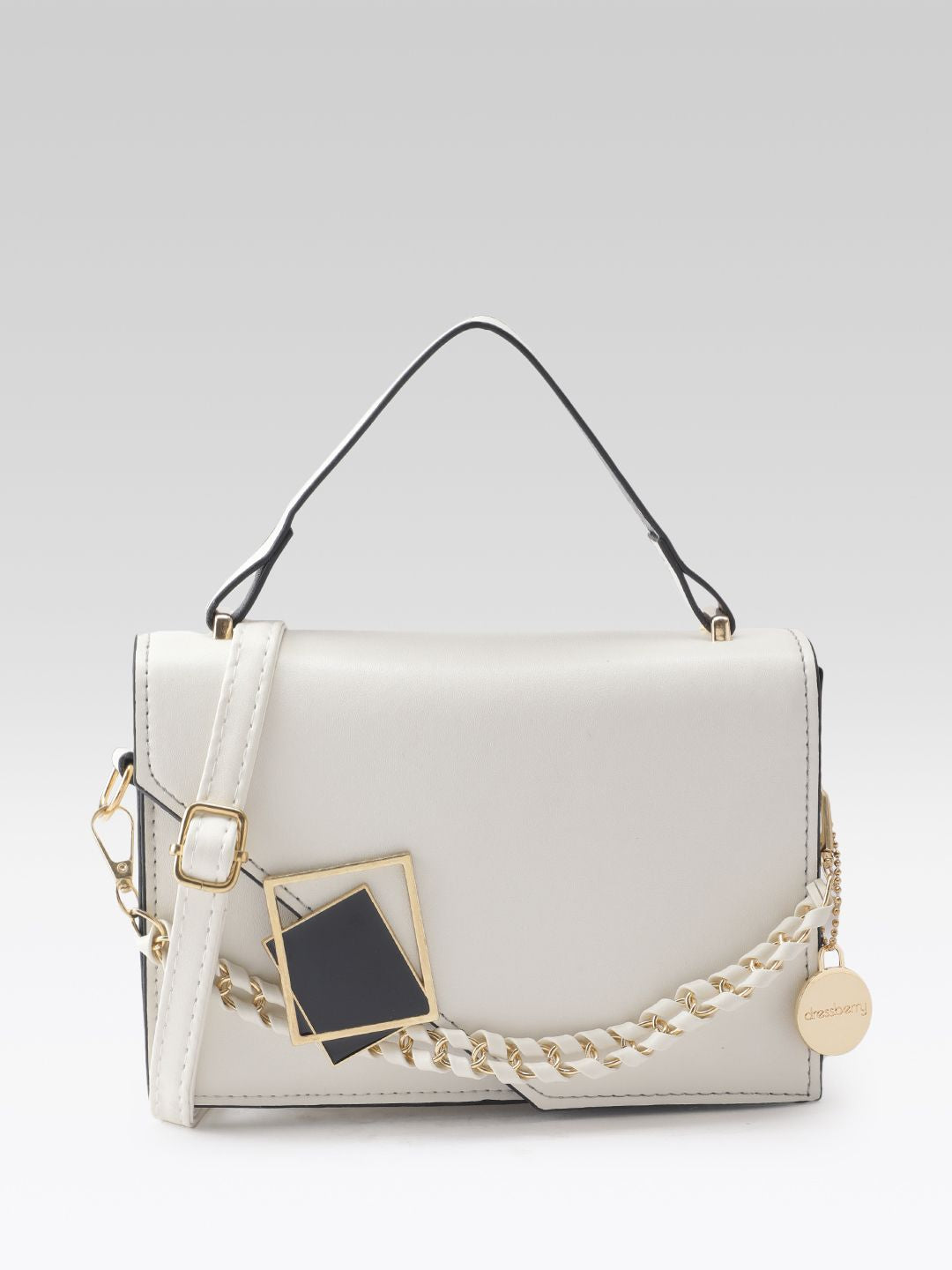 DressBerry Structured Satchel With Detachable Sling Strap
