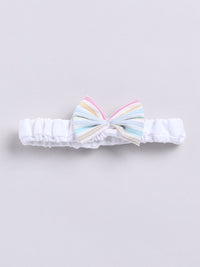 Moms Love Infants Girls Cotton Striped Ruffled Dungarees with T-shirt & Headband