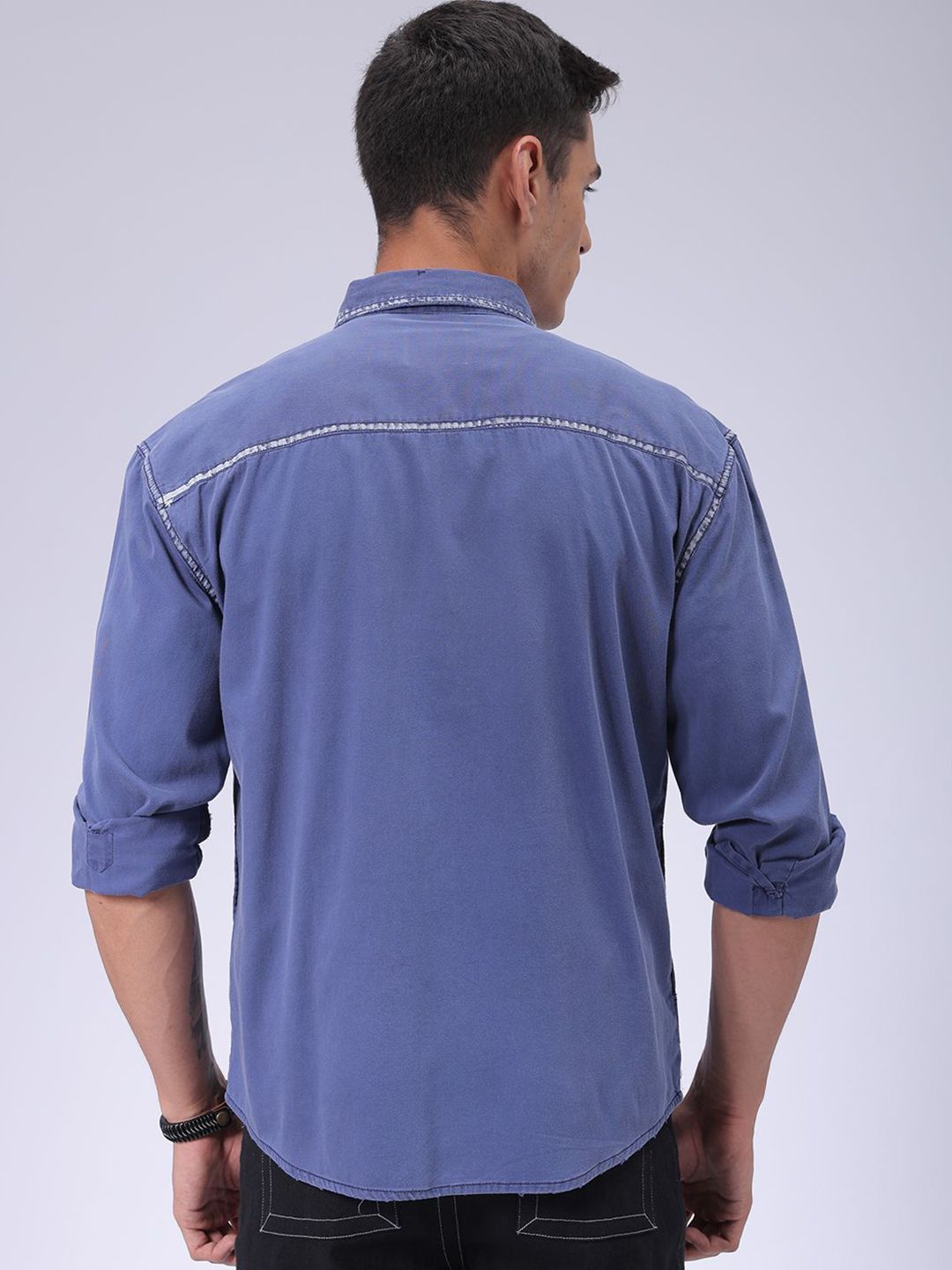 The Indian Garage Co Men Cutaway Collar Solid Cotton Casual Shirt