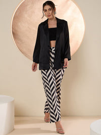 Antheaa Shirt Collar Blazer & Checked Trouser