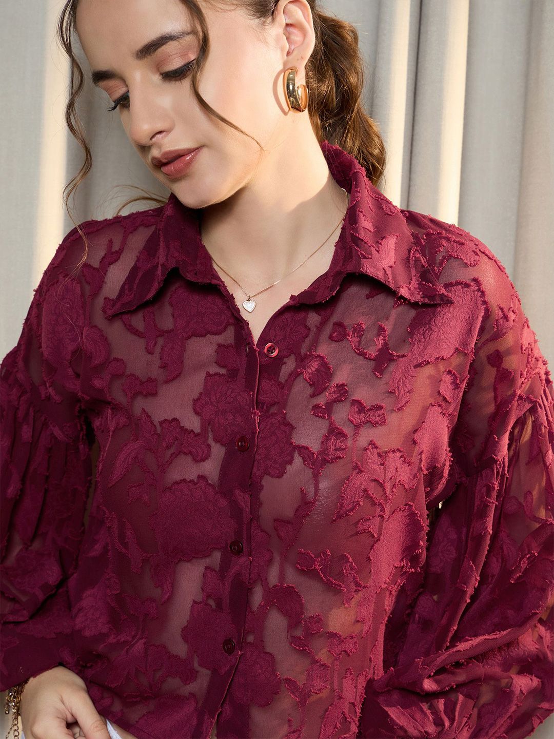 Berrylush Floral Shirt Style Top