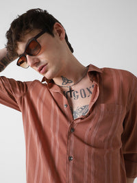 VASTRADO Men Classic Spread Collar Multi Striped Slim Fit Casual Shirt
