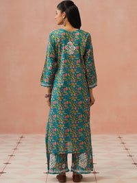 Rumah Wanita Chikankari Bercetak Kurta Chikankari Biasa dengan Seluar