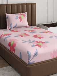 Monte Carlo Pixel Magenta & Gray Floral Dicetak 120 TC Single Bedsheet Set 1.52 m x 2.30 m