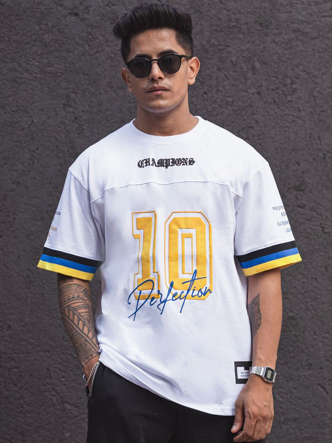Powerlook Men Typography Printed Round Neck Cotton Oversized T-shirt