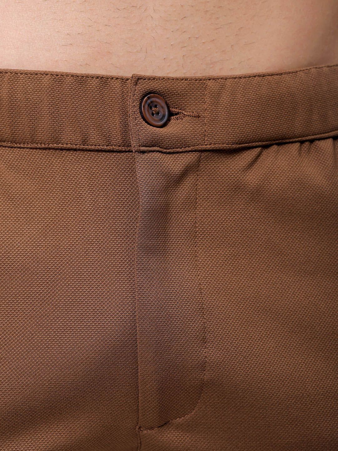 The Indian Garage Co. X Luxe Men Textured Mid-Rise Slim Fit Formal Trousers