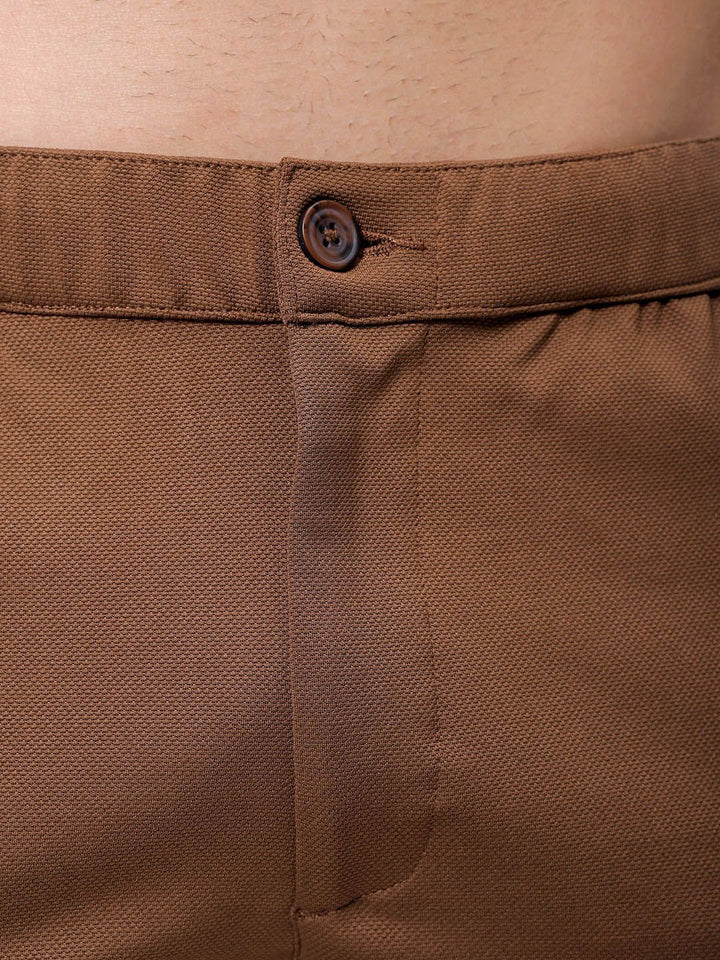 The Indian Garage Co. X Luxe Men Textured Mid-Rise Slim Fit Formal Trousers
