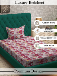 Myntra Elegant Homes Motif Etnik Merah & Kuning 300 TC Cadar Bujang dengan 1 Sarung Bantal