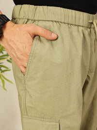 Thomas Scott Men Smart Slim Fit solid cotton Cargos Trousers