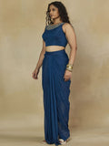 Set Crop Top Leher Bulat Bersulam Mamicha & Skirt