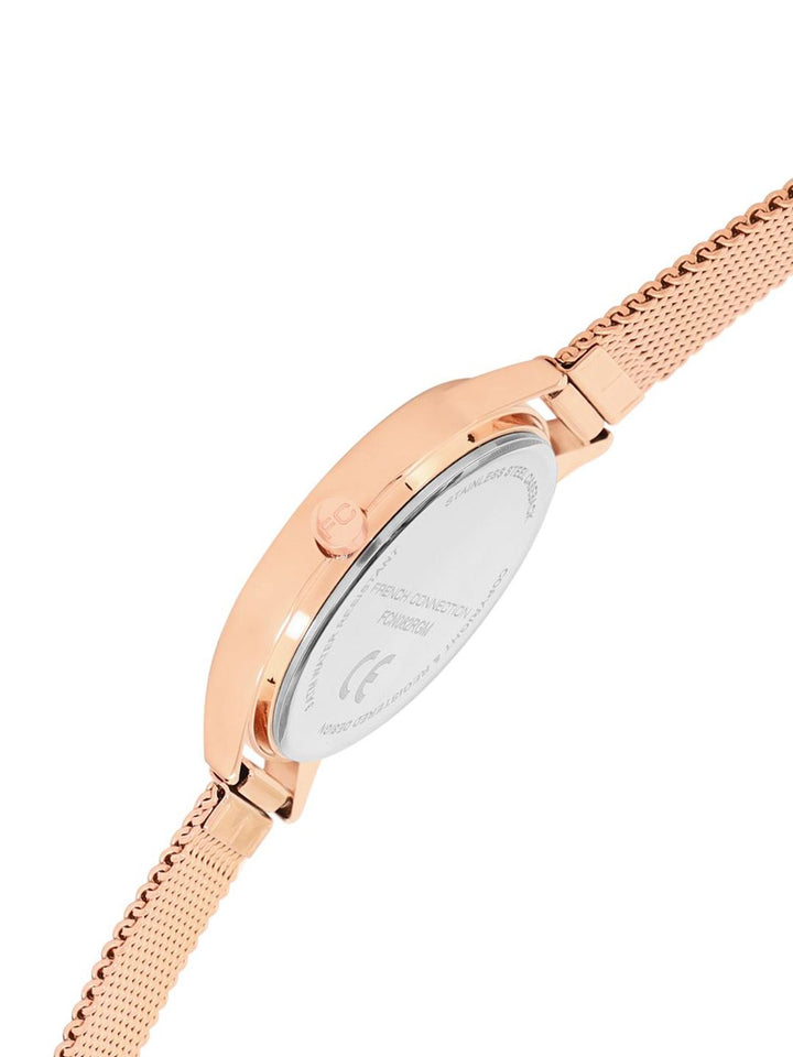 French Connection Women Embellished Dial & Stainless Steel Bracelet Style Straps Analogue Watch FCN082RGM