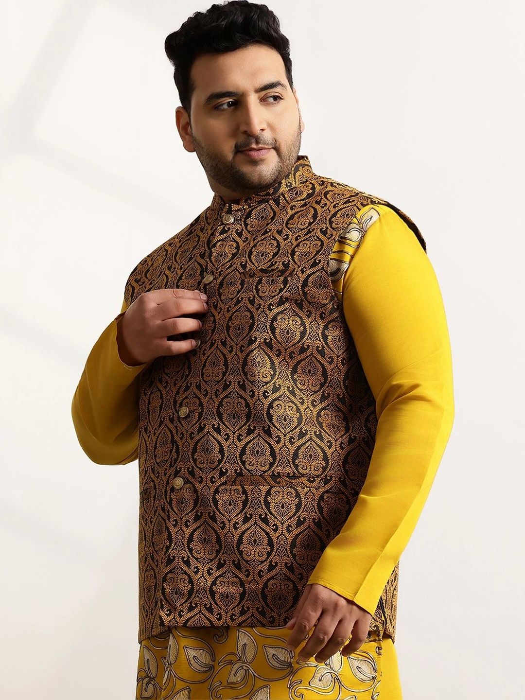 SOJANYA PLUS Woven Design Brocade Nehru Jackets