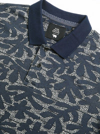 THE BEAR HOUSE Men Abstract Printed Slim Fit Cotton Polo T-shirt