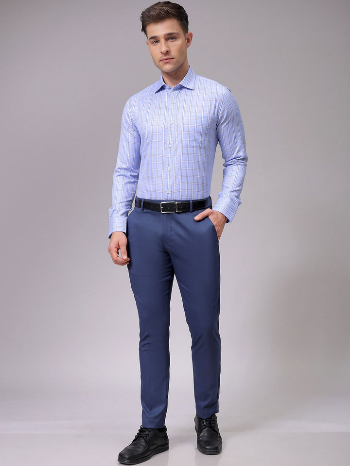 The Indian Garage Co. X Luxe Men Slim Fit Opaque Checked Formal Shirt