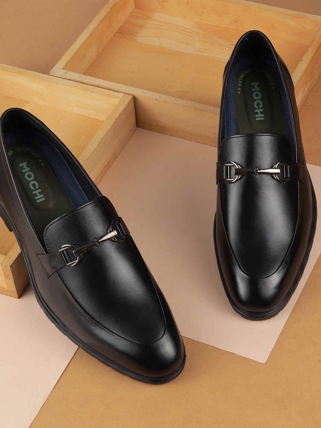 Mochi Men Leather Formal Loafers Shoes