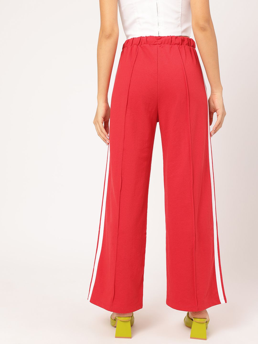 DressBerry Women Retro Flare Side Stripes Pleated Trousers