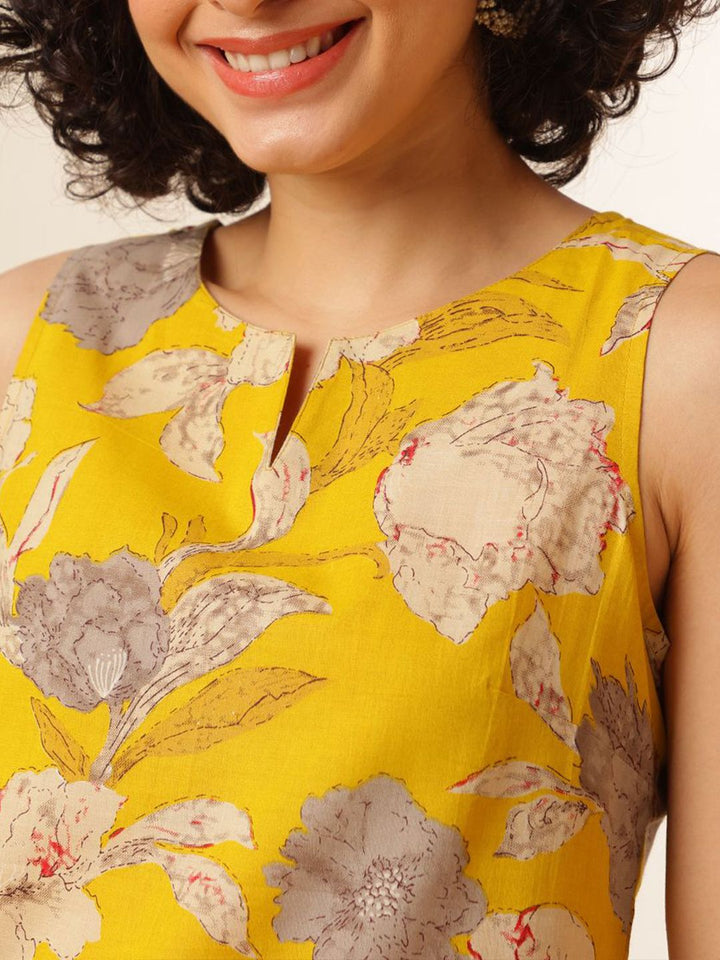 Anouk Floral Printed Boat Neck Sleeveless Top